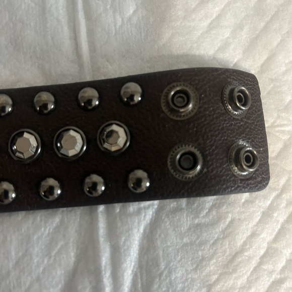 Leather Cross Cuff Bracelet Black Unbranded Snap Closure - Picture 3 of 7